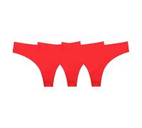 Paquete de 3 Ropa Interior de Yoga sin Costuras de Seda de Hielo Informal Deportiva de Color sólido para Mujer Braguitas Menstrual Pack Bragas Mujer Talla Grande (Red, M)