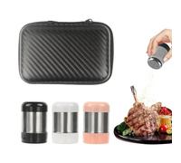 Paquete de 3 saleros pequeños, mini saleros para llevar, pequeños saleros y pimenteros con caja de almacenamiento, salero de acero inoxidable con tapa, mini salero para camping, bento, caja de oficina