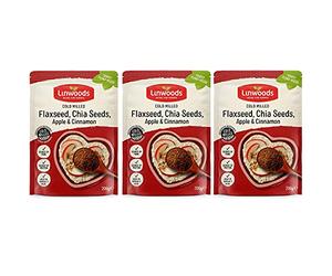 (paquete de 3) - Semilla de lino molida, chia, manzana y canela | LINWOODS