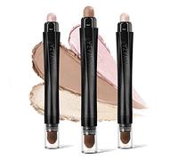 Paquete de 3 sombras de ojos en barra en crema, mate y brillante, maquillaje iluminador con fórmula a prueba de arrugas, juego de delineador de ojos impermeable y duradero, rosa champán