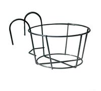 Paquete de 3 soportes de hierro para plantas de balcón para barandilla al aire libre, 25 x 18,5 x 14,5 cm, color negro, estantes colgantes para macetas, resistentes a la intemperie, decoración de