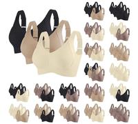 Paquete de 3 sujetadores deportivos para mujer, ropa interior Minimiser para mujer, sujetadores para yoga para damas del Reino Unido, bralettes sin costuras de talla grande, tops cortos elásticos de