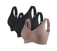 Paquete de 3 sujetadores deportivos para mujer, ropa interior minimizadora para mujer Reino Unido, yoga para mujeres, sin costuras, talla grande, bralettes de ocio, tops cortos elásticos, chaleco, L