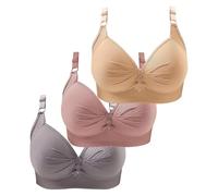 Paquete de 3 sujetadores sin aros para mujer, tallas grandes, sujetadores con cuello en V, push up, acolchado, sin aros, para mujer, sujetadores minimizadores, sujetadores cómodos, talla grande