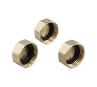 Paquete de 3 tapas hexagonales de latón de 2,5 cm con junta de goma para alines de agua y gas, tuerca de tope roscada para grifos, radiadores, mangueras de jardín d h