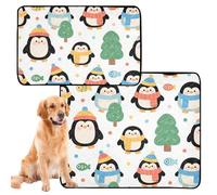 Paquete de 3 tapetes absorbentes de agua para cuenco de perro, mantas lavables antideslizantes para playa, 20 x 24 pulgadas, patrón de pingüino de invierno