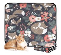 Paquete de 3 tapetes absorbentes de agua para cuenco de perro, para perros, pies fangosos, lavables, antideslizantes, para sofá, 20 x 24 pulgadas, lindo zorro