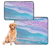 Paquete de 3 tapetes para orina de perro, lavables, impermeables, antideslizantes, para césped, 20 x 24 pulgadas, grano de mármol con purpurina falsa, color arcoíris