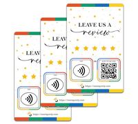 Paquete de 3 tarjetas de revisión de negocios NFC - Grifo inteligente sin contacto y código QR - Compatible con el sistema de revisión de Google - Herramienta de retroalimentación reutilizable para