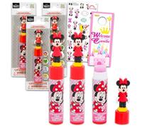 Paquete de 3 tubos de bálsamo labial de Minnie Mouse, paquete con 3 bálsamos labiales Disney para recuerdos de fiesta y calcomanías, más | Bálsamo labial de Minnie Mouse para niñas y niños