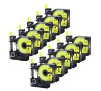 Paquete de 3 y 10 Cintas compatibles con adhesión 45010 45013, Cinta de Etiquetas Compatible con recambios de LabelManager 160 300 450D(10PK Black on Yellow)