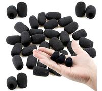Paquete de 30 almohadillas de espuma para micrófono de solapa y micrófono, tamaño pequeño, para micrófonos de solapa y auriculares, color negro