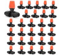 Paquete de 30 boquillas atomizadoras ajustables de 3 vías para riego por goteo, aspersores de niebla de tuerca de bloqueo antifugas para manguera de 4/7 mm, sistema de riego de jardín para elevación