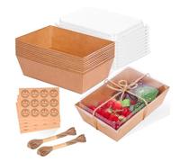 Paquete de 30 cajas de charcutería con tapas transparentes, caja de papel para charcutería de 8 x 6 pulgadas, recipientes desechables para alimentos, tabla de charcutería con tapa para sándwiches,