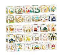 Paquete de 30 cajas de papel para dulces de cuenta regresiva de 7 x 7 x 7 cm, bolsas de galletas fáciles de montar para festivales, celebraciones, reuniones familiares