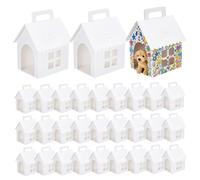 Paquete de 30 cajas de recuerdos de fiesta en blanco para manualidades, cajas de casa para adoptar un cachorro con ventana para suministros de adopción de perros, decoraciones temáticas para mascotas