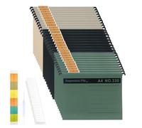 Paquete de 30 Carpetas Colgantes A4, Archivos de Suspensión de Polipropileno con Pestañas e Inserciones de Tarjetas,para Escuela Hogar, Oficina(3 colores)