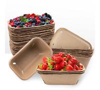 Paquete de 30 cestas grandes de fibra de pulpa natural, recipientes ventilados para fresas, arándanos, frambuesas, huevos, frutas, verduras para mercado de agricultores, tienda de comestibles, cocina