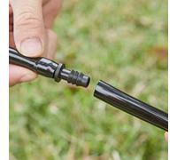 Paquete de 30 conectores de tubo de riego de doble púas de polietileno para ajuste directo, 4,5 cm de longitud, negro, resistente a la intemperie y a prueba de fugas
