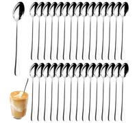 Paquete de 30 Cucharas para Latte Macchiato, 19 cm Cucharas de Café con Mango Largo, Cuchara Agitadoras de Acero Inoxidable, Sundae Spoons, Cucharillas Largas Cafe, para Té Helado, Batido, Helado