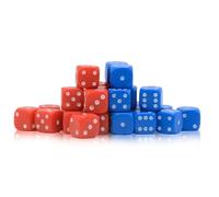 Paquete de 30 dados D6 | 10 mm clásico (15 rojos y 15 azules)