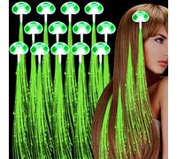 Paquete de 30 luces LED de fibra óptica iluminadas para el cabello, extensiones de pasador, de fibra óptica, trenzas para el pelo, pinzas para el cabello para recuerdos de fiestas, festivales, fiestas, bares, conciertos... (verde)