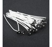Paquete de 30 mechas de vela de algodón preencerado de 4 pulgadas con sostenedores de metal para bricolaje, cera de abeja de soja, tarro de parafina, manualidades, color blanco, bajo humo, combustible