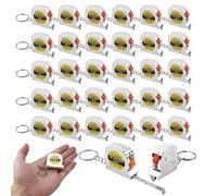 Paquete de 30 mini llaveros de cinta métrica de 3 pies, cinta métrica pequeña retráctil portátil plateada con bloqueo deslizante, recuerdos de fiesta de construcción para relleno de bolsas de premios
