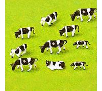 Paquete de 30 modelos de vaca, figuras de vaca de plástico a escala 1:87 para diseños de tren ferroviario y miniaturas de diorama de granja