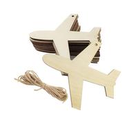 Paquete de 30 piezas de madera de aviones de 4 pulgadas, recortes de aviones de madera sin terminar, adornos colgantes de avión de madera, etiquetas de regalo para decoración del hogar, fiesta,