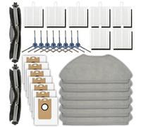 Paquete de 30 piezas de repuesto T20+ compatibles con robot aspirador Airrobo T20+, 2 cepillos de rodillo, 8 cepillos laterales, 7 bolsas de polvo, 7 filtros HEPA, 6 almohadillas de fregona, kit de