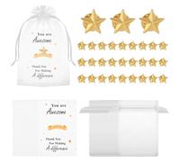 Paquete de 30 regalos de agradecimiento para empleados a granel, insignia de estrella dorada con tarjetas de agradecimiento y bolsas, regalos de agradecimiento al personal, juego de insignias de
