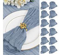 Paquete de 30 servilletas de Gasa de algodón teñidas a Mano, cuadradas, 50 cm, Arrugadas, Color Azul