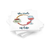 Paquete de 30 servilletas de papel de 3 capas con texto en inglés "Coffee to Wine is the "Circle of Life" para fiestas de brunch, noche de niñas y clubes de lectura