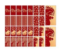 Paquete de 30 sobres rojos para el año del caballo 2026 - Dulces paquetes de la suerte rojos con signos del zodiaco (Hong Bao) para el Año Nuevo Chino - Sobres rotae para el Año Nuevo Chino