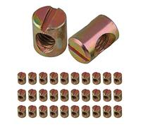 Paquete de 30 tuercas de barril M6, tuercas cruzadas ranuradas para muebles, camas, sillas de cuna