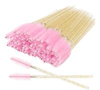 Paquete de 300 varitas de máscara desechables para pestañas de ojos, aplicador de maquillaje, kit de herramientas de extensión de pestañas, mango dorado cristal cabeza de cepillo rosa