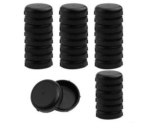 Paquete de 32 deslizadores de hierro forjado para muebles de patio, patas de silla de plástico negro de 38 mm para mesas al aire libre y mecedoras, protectores de suelo con agujeros de drenaje