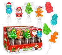 Paquete de 32 piruletas de Navidad, envueltas individualmente con temática navideña, Papá Noel, muñeco de nieve de árbol, pan de jengibre, diseños y delicioso sabor, para rellenar calcetines,