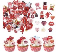 Paquete de 320 adornos comestibles para cupcakes del día de San Valentín, decoración comestible para tartas del día de San Valentín, labios Cupido Be Mine, decoración de alimentos para decoración de