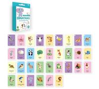 Paquete De 33 Fichas Bilingües Para Niños Lenguaje Con Bahasa Indonesia Y Vocabulario Animal Inglés Tarjetas Interactivas