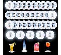 Paquete de 35 posavasos LED, pegatinas con luz para barra de bebida, posavasos para túnel, iluminación de la botella, para cerveza, vino y vino, bebidas, para fiestas, bodas (colorido)