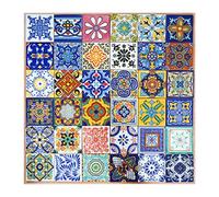 Paquete de 36 azulejos Talavera mexicanos hechos a mano surtidos de 10,5 cm: 'Aleatorio'