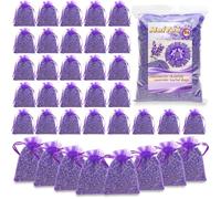 Paquete de 36 bolsas de lavanda - Capullos de lavanda 100% naturales secos para armarios, cajones, coche y hogar, sobres de fragancia de popurrí francés, aroma rico al aire, aromas frescos de larga