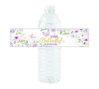 Paquete de 36 etiquetas adhesivas para botella de agua con diseño de flor "A Little Butterfly is on the Way" para decoración de fiesta de baby shower