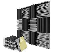 Paquete de 36 paneles de espuma autoadhesivos a prueba de sonido, espuma acústica de 12 x 12 x 2 pulgadas, acolchado de alta resistencia a prueba de sonido para pared, paneles de absorción de sonido