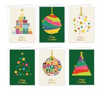 Paquete de 36 tarjetas de Navidad, tarjetas de Navidad de lujo de lámina dorada 2024, con 6 impresionantes diseños (10 x 15 cm), paquete múltiple de tarjetas de Navidad para familiares y amigos,
