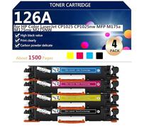 (Paquete de 4) 126A CE310A CE311A CE312A CE313A Cartuchos de Tóner de Alto Rendimiento para HP Color LaserJet CP1025 CP1025nw MFP M175a M175nw M275NW Impresoras, Impresión de Alto Volumen,BCMY-1 Pack