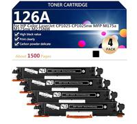 (Paquete de 4) 126A CE310A CE311A CE312A CE313A Cartuchos de Tóner de alto Rendimiento para HP Color LaserJet CP1025 CP1025nw MFP M175a M175nw M275NW Impresoras, Impresión de alto Volumen,Black-4 pack
