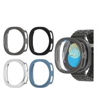 Paquete de 4 + 4 fundas de 44 mm para Samsung Galaxy Watch 8, protector de pantalla de policarbonato duro + películas protectoras de pantalla de vidrio templado HD para Galaxy Watch 8 de 44 mm (negro